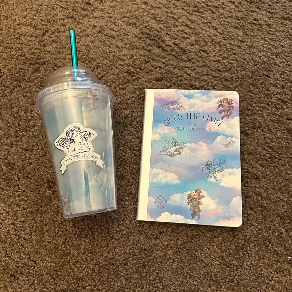 Bundle Sky’s the limit Daily journal & Sunny Skies Up Ahead" Angel Tumbler